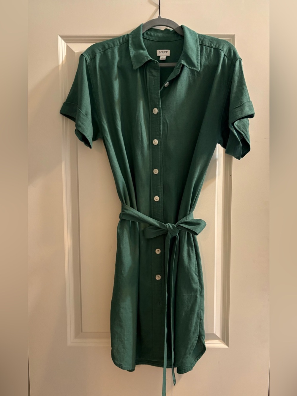 J. Crew Linen blend belted mini shirtdress
Green size Small
Button up - Picture 3 of 8